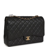 Chanel Maxi Classic Double Flap Black Caviar Gold Hardware