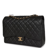 Chanel Maxi Classic Double Flap Black Caviar Gold Hardware