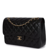 Chanel Jumbo Classic Double Flap Bag Black Caviar Gold Hardware