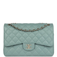 Chanel Jumbo Classic Double Flap Bag Dark Green Caviar Light Gold Hardware
