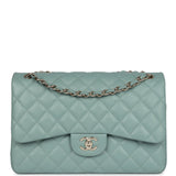 Chanel Jumbo Classic Double Flap Bag Light Green Caviar Light Gold Hardware