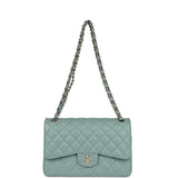 Chanel Jumbo Classic Double Flap Bag Light Green Caviar Light Gold Hardware