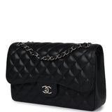 Chanel Jumbo Classic Double Flap Bag Black Caviar Silver Hardware