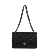 Chanel Jumbo Classic Double Flap Bag Black Caviar Silver Hardware