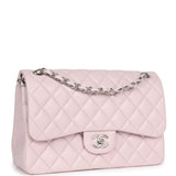 Chanel Jumbo Classic Double Flap Light Pink Lambskin Silver Hardware