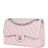 Chanel Jumbo Classic Double Flap Light Pink Lambskin Silver Hardware