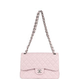 Chanel Jumbo Classic Double Flap Light Pink Lambskin Silver Hardware