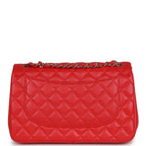 Chanel Jumbo Classic Double Flap Bag Red Lambskin Light Gold Hardware