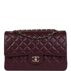 Chanel Jumbo Classic Double Flap Bag Dark Burgundy Shiny Caviar Gold Hardware