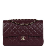 Chanel Jumbo Classic Double Flap Bag Dark Burgundy Shiny Caviar Gold Hardware