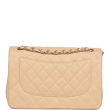 Chanel Jumbo Classic Double Flap Bag Beige Caviar Gold Hardware