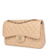 Pre-owned Chanel Jumbo Classic Double Flap Bag Light Beige Caviar Gold Hardware