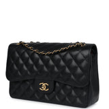 Chanel Jumbo Classic Double Flap Bag Black Caviar Gold Hardware