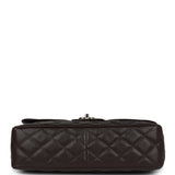 Pre-owned Chanel Jumbo Classic Single Flap Dark Brown Caviar Silver Hardware