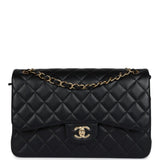 Chanel Jumbo Classic Double Flap Bag Black Lambskin Gold Hardware