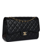 Chanel Jumbo Classic Double Flap Bag Black Lambskin Gold Hardware