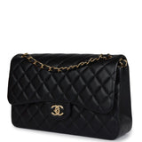 Chanel Jumbo Classic Double Flap Bag Black Lambskin Gold Hardware