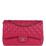 Pre-owned Chanel Jumbo Classic Double Flap Pink Lambskin Silver Hardware