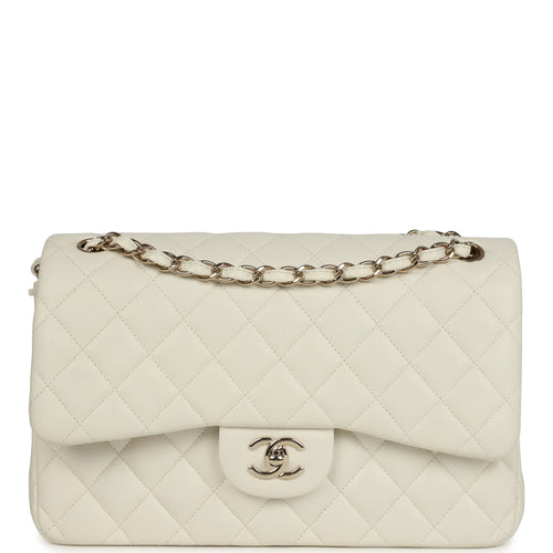 Chanel Jumbo Classic Double Flap White Caviar Light Gold Hardware