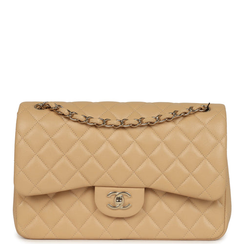 Chanel Jumbo Classic Double Flap Bag Light Beige Caviar Light Gold Hardware