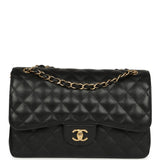 Pre-owned Chanel Jumbo Classic Double Flap Bag Black Caviar Gold Hardware