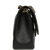 Pre-owned Chanel Jumbo Classic Double Flap Bag Black Caviar Gold Hardware