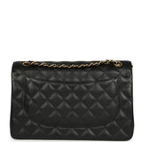 Pre-owned Chanel Jumbo Classic Double Flap Bag Black Caviar Gold Hardware