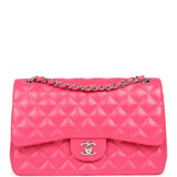 Pre-owned Chanel Jumbo Classic Double Flap Pink Lambskin Silver Hardware
