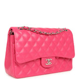 Pre-owned Chanel Jumbo Classic Double Flap Pink Lambskin Silver Hardware