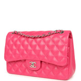 Pre-owned Chanel Jumbo Classic Double Flap Pink Lambskin Silver Hardware