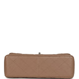 Pre-owned Chanel Jumbo Classic Double Flap Bag Dark Beige Caviar Silver Hardware