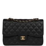 Chanel Jumbo Classic Double Flap Bag Black Caviar Gold Hardware