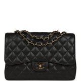 Chanel Jumbo Classic Single Flap Bag Black Caviar Gold Hardware