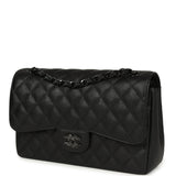 Chanel Jumbo Classic Double Flap Bag So Black Crumpled Calfskin Black Hardware - Thumbnail View 5
