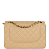 Pre-owned Chanel Jumbo Classic Double Flap Bag Light Beige Caviar Light Gold Hardware