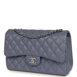 Chanel Jumbo Classic Double Flap Bag Purple Lambskin Silver Hardware