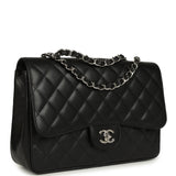 Chanel Jumbo Classic Single Flap Bag Black Caviar Silver Hardware