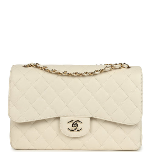 Chanel Jumbo Classic Double Flap Bag Cream Caviar Gold Hardware