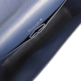 Chanel Maxi Classic Chevron Double Flap Bag Dark Blue Caviar Silver Hardware