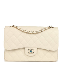Chanel Jumbo Classic Double Flap Bag Cream Caviar Gold Hardware