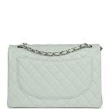 Chanel Maxi Classic Double Flap Bag Light Blue Shiny Caviar Silver Hardware - Thumbnail View 4