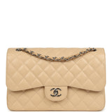 Pre-owned Chanel Jumbo Classic Double Flap Bag Light Beige Caviar Silver Hardware - Thumbnail View 1