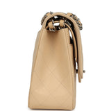 Pre-owned Chanel Jumbo Classic Double Flap Bag Light Beige Caviar Silver Hardware - Thumbnail View 3