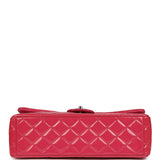 Pre-owned Chanel Maxi Classic Double Flap Bag Dark Pink Patent Silver Hardware - Thumbnail View 6