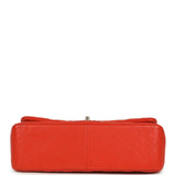 Pre-owned Chanel Jumbo Classic Double Flap Bag Dark Orange Shiny Caviar Light Gold Hardware