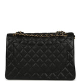 Chanel Maxi Classic Double Flap Bag Black Caviar Gold Hardware