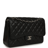 Pre-owned Chanel Jumbo Classic Double Flap Bag Black Caviar Silver Hardware - Thumbnail View 2