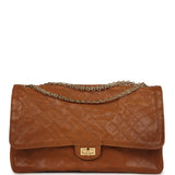Chanel Maxi "Crush" Reissue 225 2.55 Double Flap Bag Camel Patinated Calfskin Gold Hardware - Thumbnail View 1