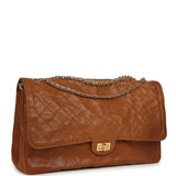 Chanel Maxi "Crush" Reissue 225 2.55 Double Flap Bag Camel Patinated Calfskin Gold Hardware - Thumbnail View 2