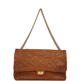Chanel Maxi "Crush" Reissue 225 2.55 Double Flap Bag Camel Patinated Calfskin Gold Hardware - Thumbnail View 7